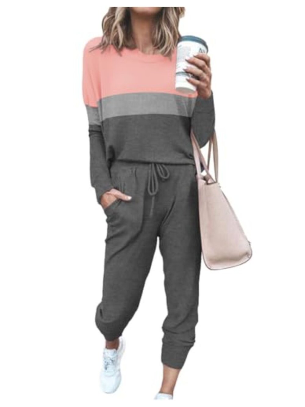 Women's Two Piece Lounge Set Long Sleeve Crewneck Top Jogger Pants Sweatsuit